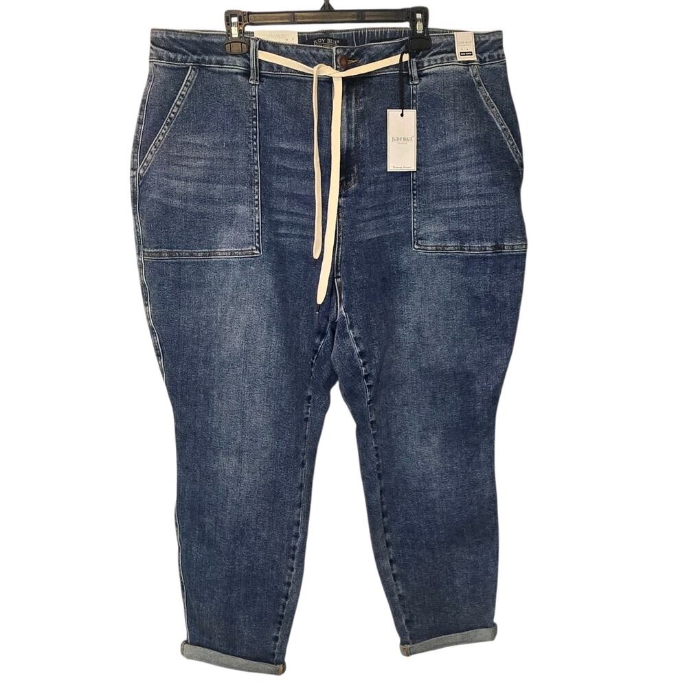 Judy Blue Sandy‎ Springs Cuffed High Rise Joggers Medium Wash Size 22W